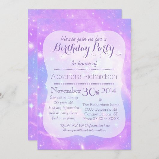 Pastel Galaxy ruimtetag Kaart (Voorkant / Achterkant)