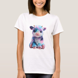 Pastel Galaxy Zachte Katoenen Kauw Pluche Koe Vrou T-shirt