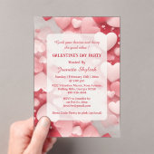 Pastel Galentine's Day Party Hearts Modern Ivory Acryl Uitnodigingen (Insitu (Draagbaar))
