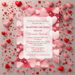 Pastel Galentine's Day Party Hearts Modern Ivory  Acryl Uitnodigingen