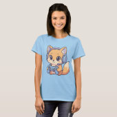 Pastel Gamer Fox T-Shirt voor Vrouwen (Voorkant volledig)