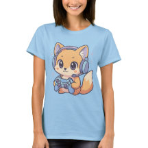 Pastel Gamer Fox T-Shirt voor Vrouwen