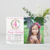 Pastel Garden Floral Foto Birthday Uitnodiging (Staand voorkant)