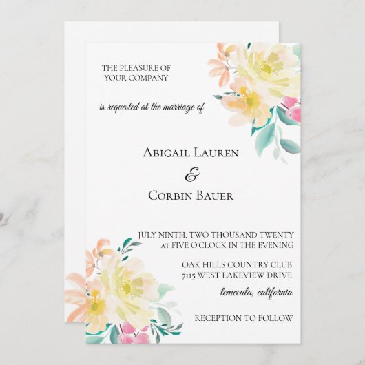 Pastel Garden Floral Weddenschap Kaart (Voorkant / Achterkant)