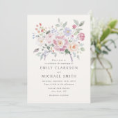 Pastel Garden Floral Wedding Invitation Kaart (Staand voorkant)