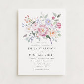Pastel Garden Floral Wedding Invitation Kaart