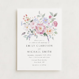 Pastel Garden Floral Wedding Invitation Kaart