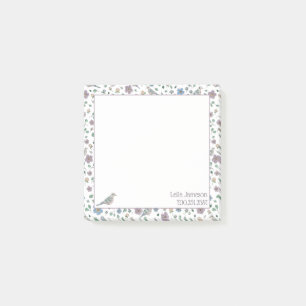 Pastel Garden Flowers and Doves Pattern Name Post-it® Notes