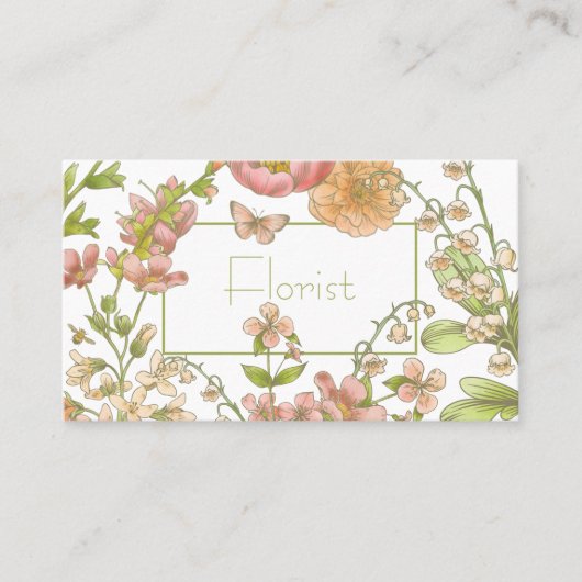 Pastel Garden Flowers Visitekaartje (Voorkant)