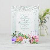 Pastel Garden Glittery Mint Wedding Invitati Kaart (Staand voorkant)