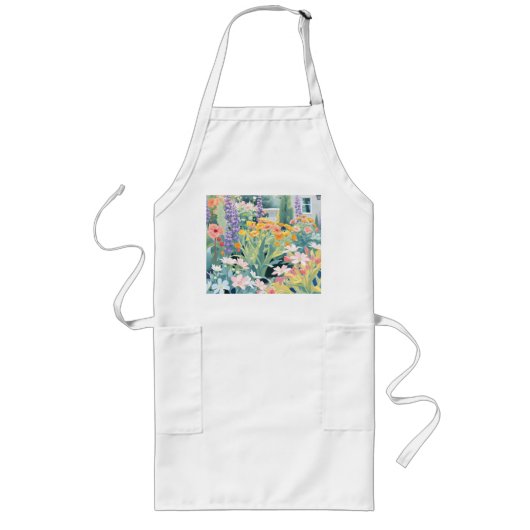 Pastel Garden Impression Lang Schort (Voorkant)