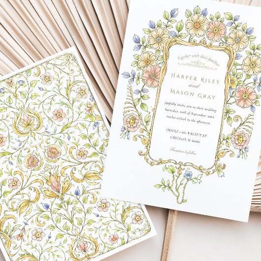 Pastel Garden Lijst Rococo bruiloft Kaart