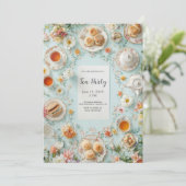 Pastel Garden Tea Party uitnodiging (Staand voorkant)