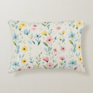 pastel garden watercolor florals accent kussen