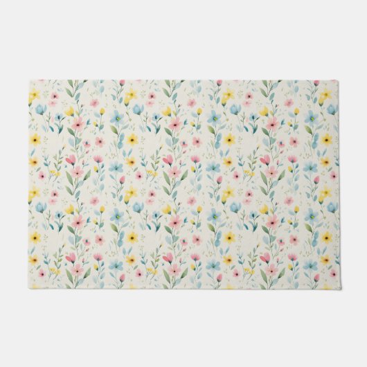 pastel garden watercolor florals deurmat (Voorkant)