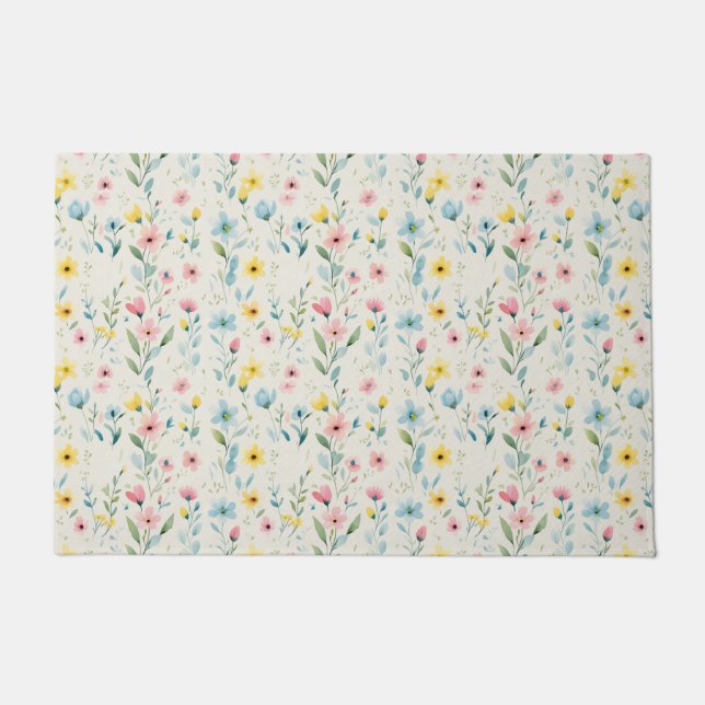 pastel garden watercolor florals deurmat (Voorkant)