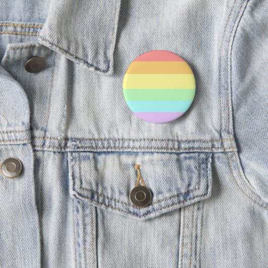 Pastel Gay LGBT Pride Month Flag Button (In situ)