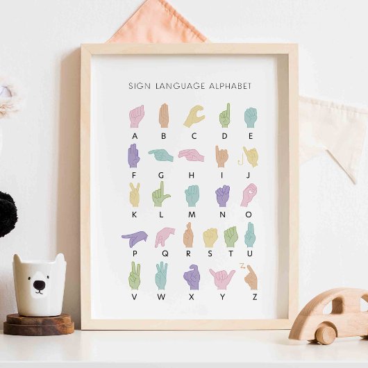 Pastel Gebarentaal Alfabet poster