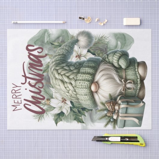 Pastel gebreide Kerstmis Gnome Tissuepapier (Craft)