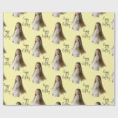 Pastel Geel & Aangepaste Verjaardag tekst en foto  Cadeaupapier (Vlak)