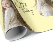 Pastel Geel & Aangepaste Verjaardag tekst en foto  Cadeaupapier (Rol Hoek)