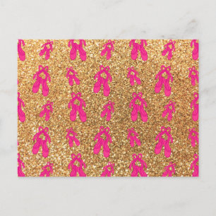 Pastel geel ballet slippers glitterpatroon briefkaart