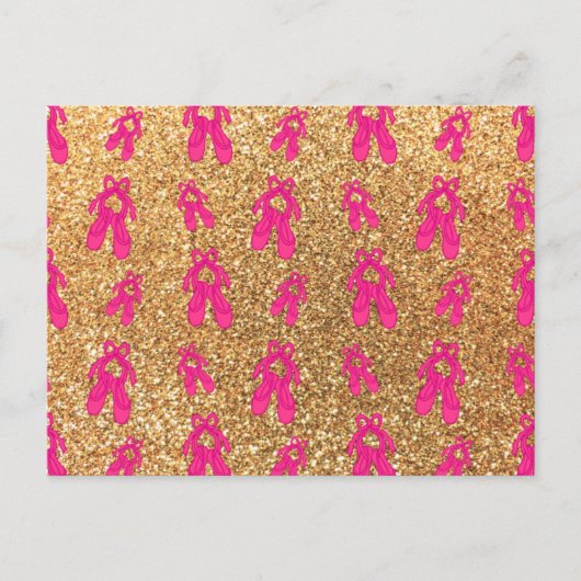 Pastel geel ballet slippers glitterpatroon briefkaart (Voorkant)