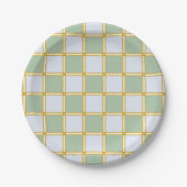 Pastel Geel, Blauw en Groen Checkers Papieren Bordje (Voorkant)