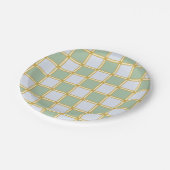 Pastel Geel, Blauw en Groen Checkers Papieren Bordje (Gekanteld)