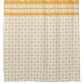 Pastel geel en grijs vierkanten douchegordijn (Voorkant)