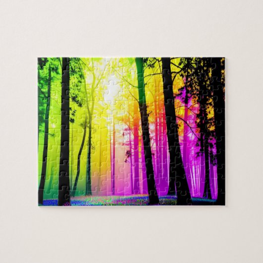 Pastel Geel en Roze Betoverd Bos Legpuzzel (Horizontaal)