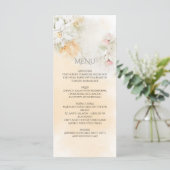 Pastel Geel en Roze Bloemen Huwelijk Menu (Staand voorkant)