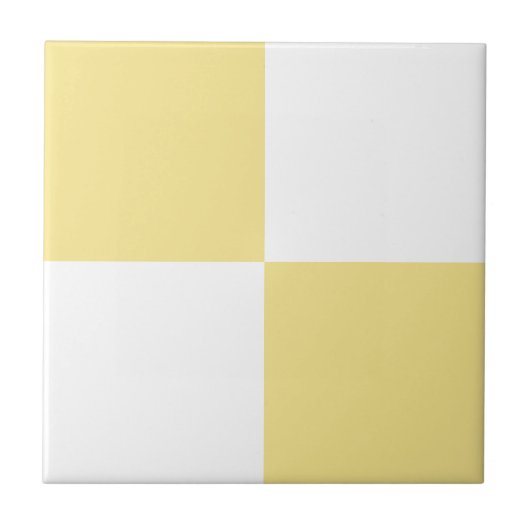 Pastel Geel en Wit Checkerboard Modern Tegeltje (Voorkant)