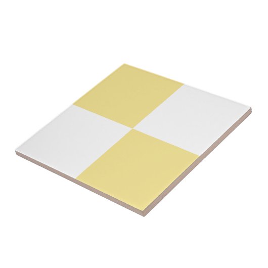 Pastel Geel en Wit Checkerboard Modern Tegeltje (Zijkant)
