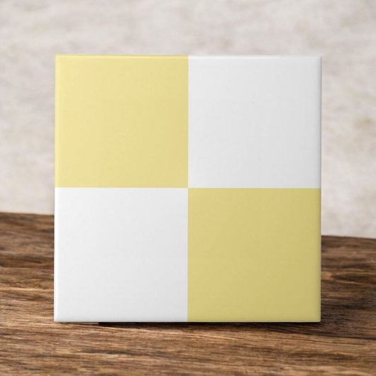 Pastel Geel en Wit Checkerboard Modern Tegeltje
