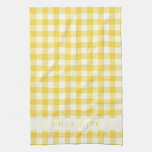 Pastel Geel Gingham Buffalo Check Plaid Naam Theedoek