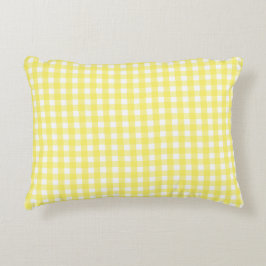Pastel Geel Gingham Patroon Accent Kussen