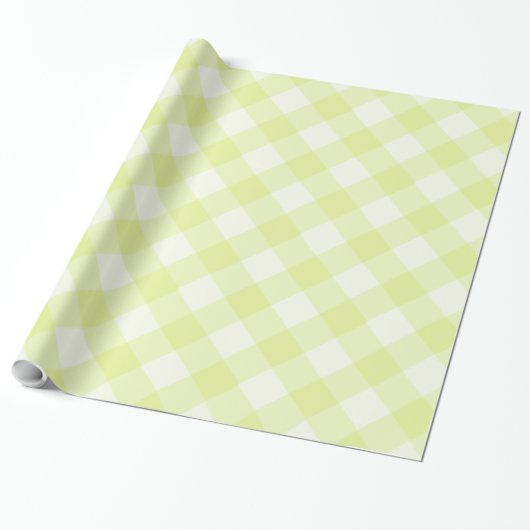 Pastel Geel Gingham Patroon Cadeaupapier (Uitgerold)