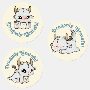 Pastel geel grijs draak baby dankbare sticker