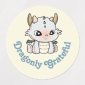 Pastel geel grijs draak baby dankbare sticker (Design 1)