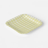Pastel Geel Imperfect Gingham Papier Borden Papieren Bordje (Gebogen)