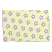 Pastel Geel Paarse Girly Omkeerbare Daisy Print Kussensloop (Voorkant-Links)