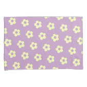 Pastel Geel Paarse Girly Omkeerbare Daisy Print Kussensloop (Voorkant-Rechts)