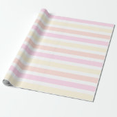 Pastel Geel Peach Roze stripes Wrapppapier Cadeaupapier (Uitgerold)