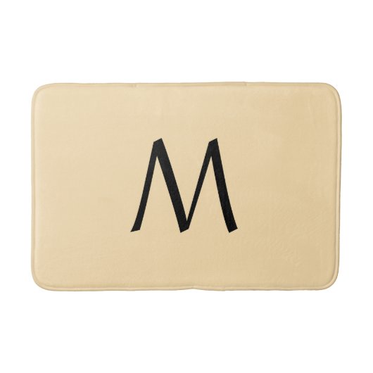 Pastel geel perzik monogram badmat (Voorkant)