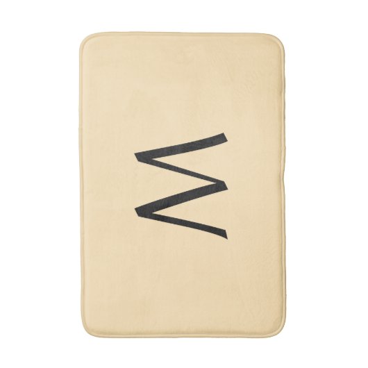 Pastel geel perzik monogram badmat (Voorkant Verticaal)