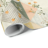 Pastel Geel Perzik Quilt Gingham Stippen Cadeaupapier (Rol Hoek)