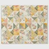 Pastel Geel Perzik Quilt Gingham Stippen Cadeaupapier (Vlak)