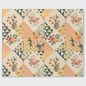 Pastel Geel Perzik Quilt Gingham Stippen  Cadeaupapier (Vlak)