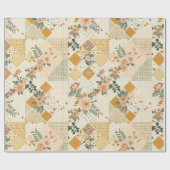 Pastel Geel Perzik Quilt Gingham Stippen Cadeaupapier (Vlak)